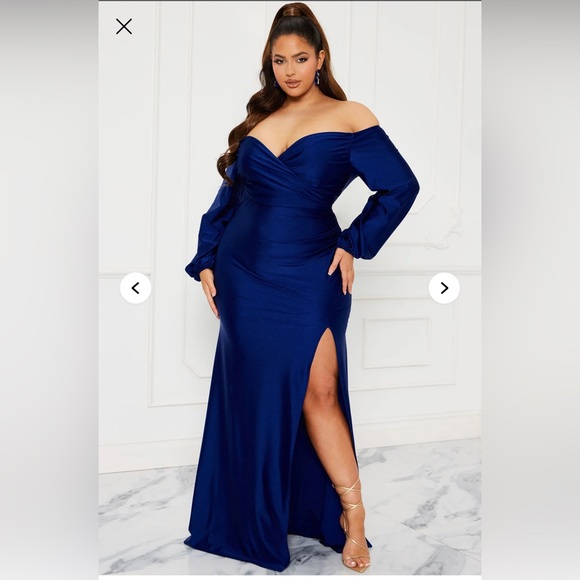 NWT Fashion Nova Navy Off Shoulder Dress - Picture 1 of 4